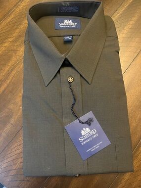 Stafford Black Wrinkle-Free Dress Shirt - Professional Button-Up pine green